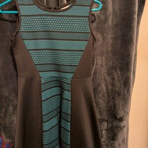 Florence Eiseman Black and Teal Mini Dress